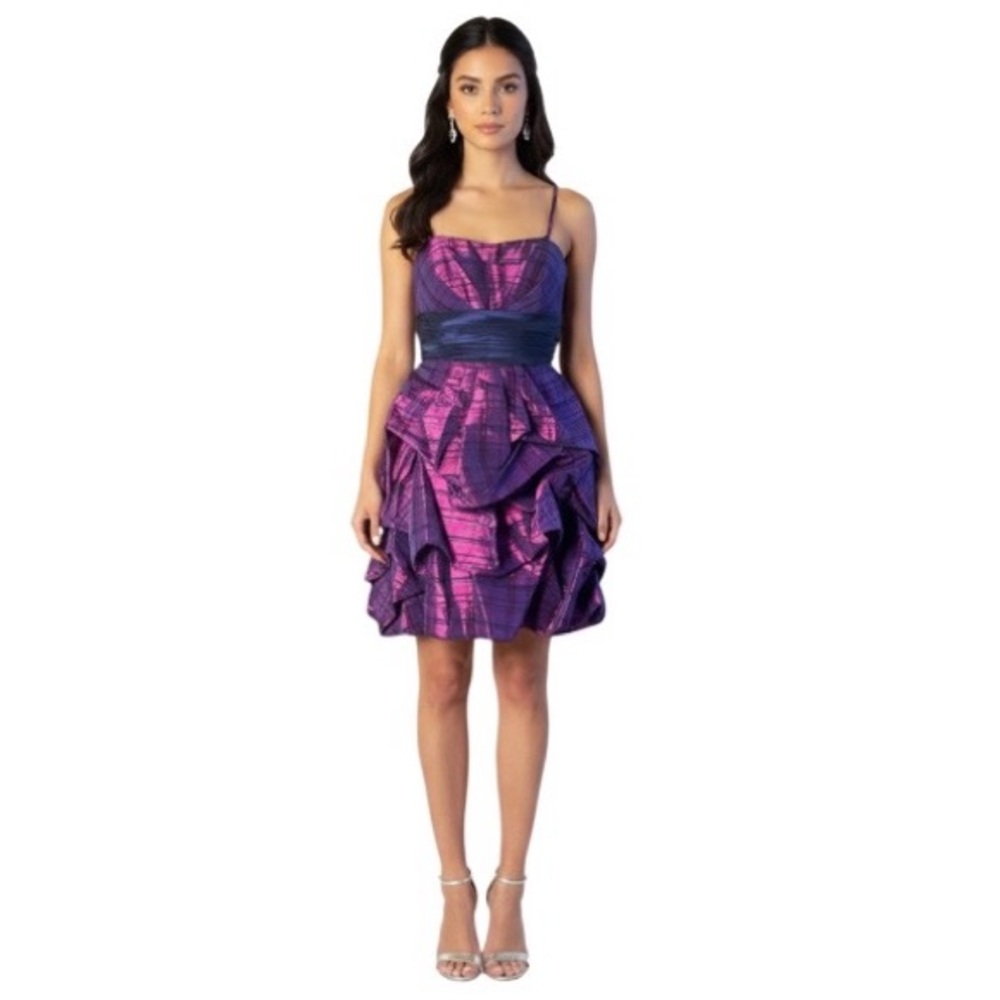 Flirt By MAGGIE SOTTERO Purple Plaid Dress Cocktail Special Occasion Size 8